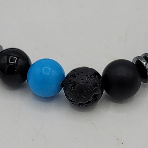 Black Matte Agate Stone Bead Stretch Yoga Bracelet New Without Tags NWT - Picture 4 of 6